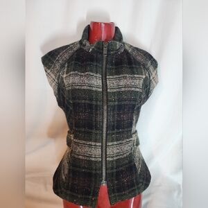 CAbi Wool Cap Sleeve Zip-Up Vest Sz M